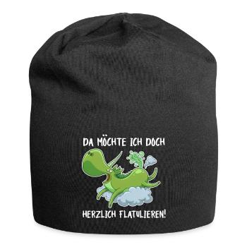 Flatulierendes Einhorn – Lustiger Spruch - Jersey-Beanie - Schwarz - Vorne