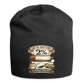 Social Battery 2% - Jersey Beanie - black - Front