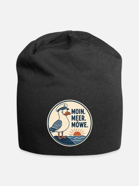 Moin Meer Möwe – Norddeutscher Küsten Spruch - Jersey-Beanie - Schwarz