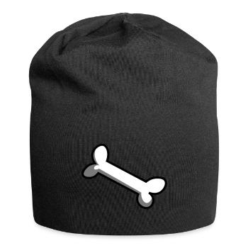Knochen / Hundeknochen / Bone / os / Geschenkidee - Jersey-Beanie - Schwarz - Vorne