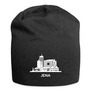 Jena, weiß - Jersey-Beanie - Schwarz - Vorne