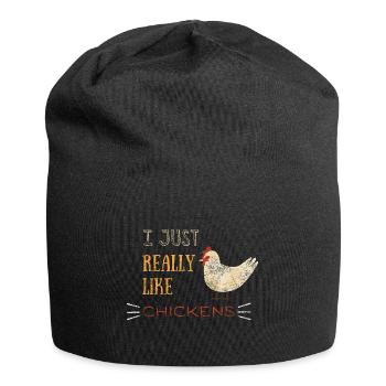 Ich mag einfach Hühner Grunge Huhn - Jersey-Beanie - Schwarz - Vorne