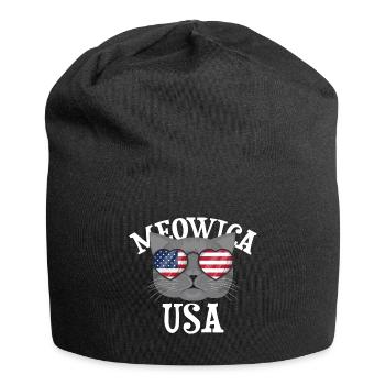 Meowica USA Cat (cat) - Jersey Beanie - black - Front