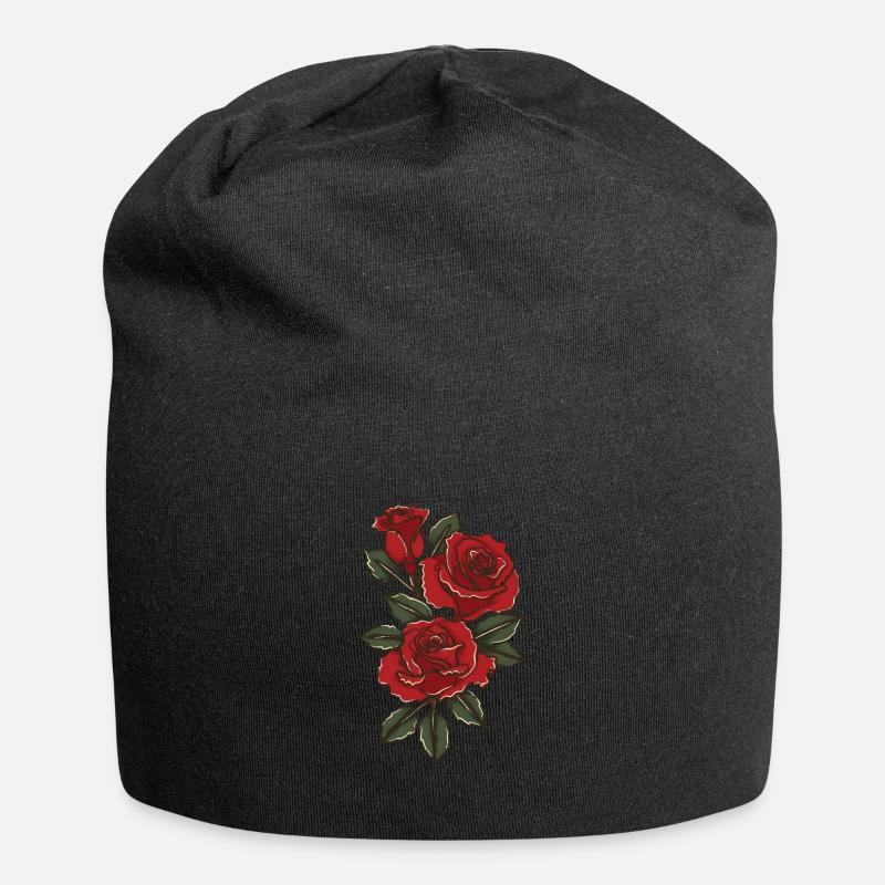 Red roses - Jersey Beanie - black
