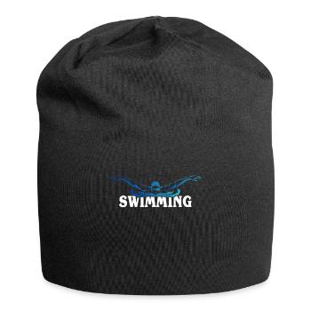 Schwimmen- Shirt Schwimmreifen Pool Wasser Geschen - Jersey-Beanie - Schwarz - Vorne