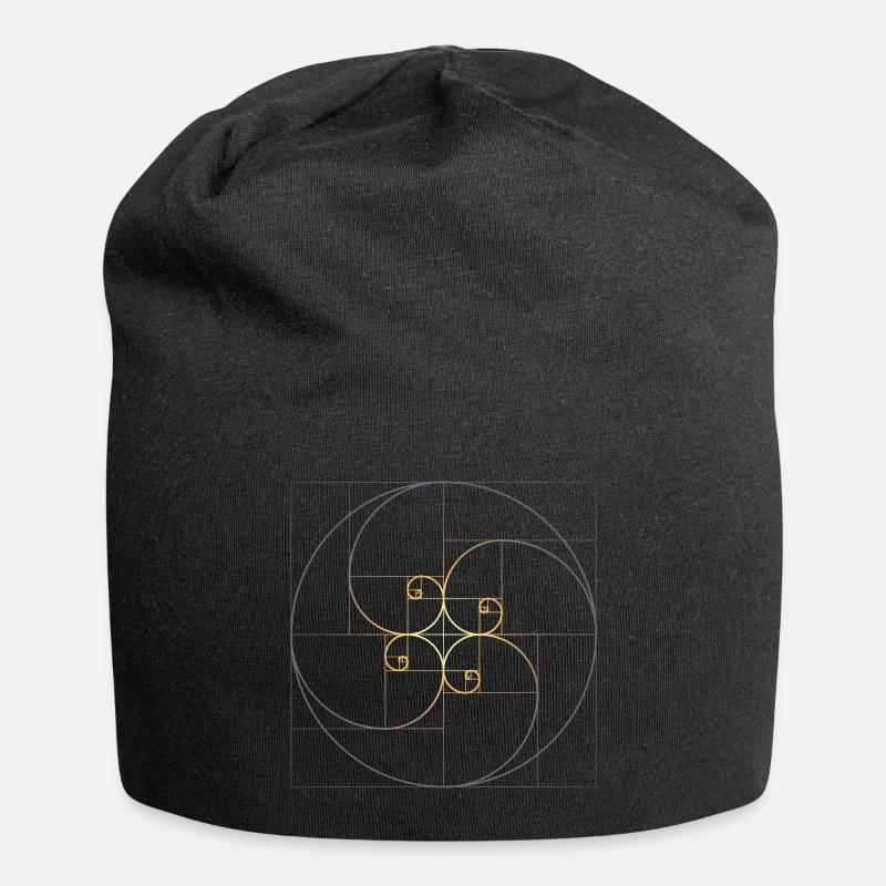 Fibonacci Spiralen Goldener Schnitt Geometrie Phi - Jersey-Beanie - Schwarz