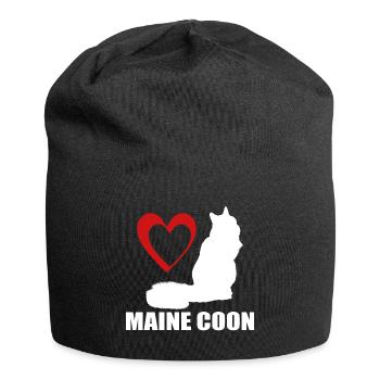 Katzen Maine Coon Katzenhalter Geschenkidee - Jersey-Beanie - Schwarz - Vorne