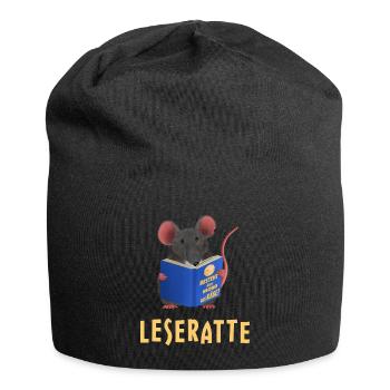 Leseratte / Bücherwurm - Jersey-Beanie - Schwarz - Vorne