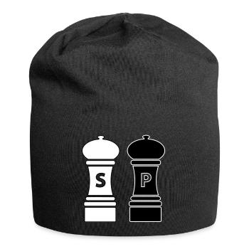 Kochen Geschenkidee Salz und Pfeffer Streuer - Jersey-Beanie - Schwarz - Vorne
