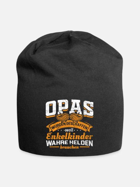 Opa wahre Helden - lustige Sprüche Geschenkidee - Jersey-Beanie - Schwarz