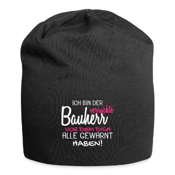 Bauherr Bauherren Baubeginn Hausbau Geschenk - Jersey-Beanie - Schwarz - Vorne