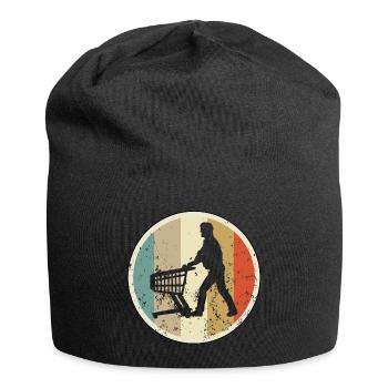 Mann mit Einkaufswagen Supermarkt - Jersey-Beanie - Schwarz - Vorne