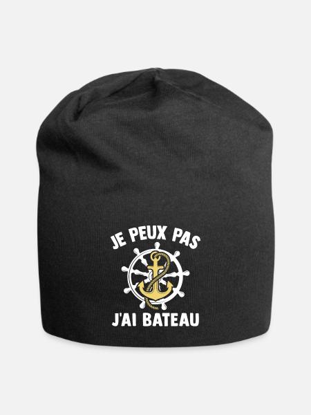 Je peux pas j'ai bateau - Bonnet en jersey - noir