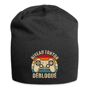 niveau tonton débloqué rétro oncle gamer geek - Bonnet en jersey - noir - Devant
