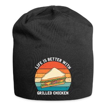 Food Love Sandwich Baguette Cheese - Jersey Beanie - black - Front