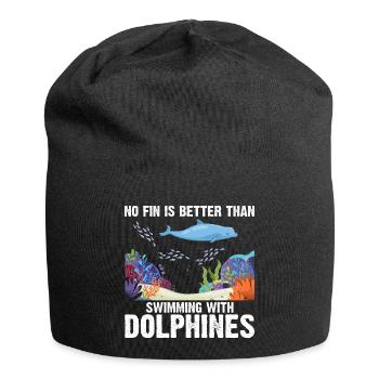 With Dolphins Swimming Dolphin Ocean Sea Mammal - Jersey Beanie - black - Front