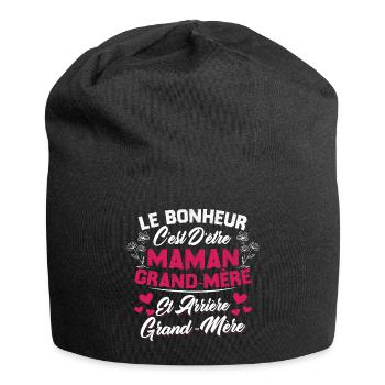 Le bonheur c'est d'être maman et grand mère - Bonnet en jersey - noir - Devant
