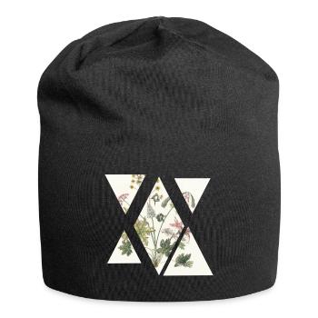 Abstrakte vintage Blumen - Jersey-Beanie - Schwarz - Vorne