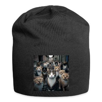 Katze Straße - Jersey-Beanie - Schwarz - Vorne