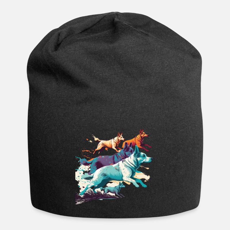 Bunte Hunde - Hunde Gruppe - Jersey-Beanie - Schwarz