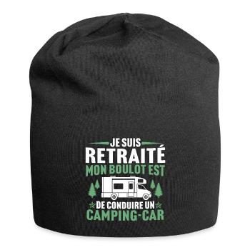je suis retraité camping-car t-shirt camping - Bonnet en jersey - noir - Devant