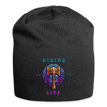 Wikinger Axt mit Aufschrift „Viking Life“ (2023) - Jersey-Beanie - Schwarz - Vorne