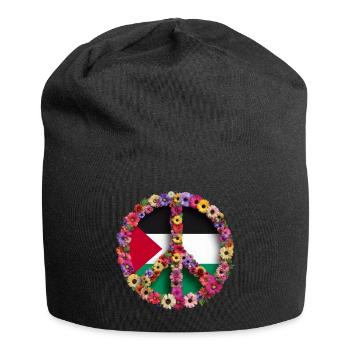 DRAPEAU PALESTINE DRAPEAU PALESTINE Drapeau Fleurs Paix - Bonnet en jersey - noir - Devant