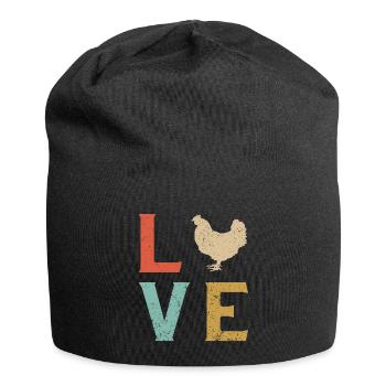 Ich liebe Hühner - Jersey-Beanie - Schwarz - Vorne