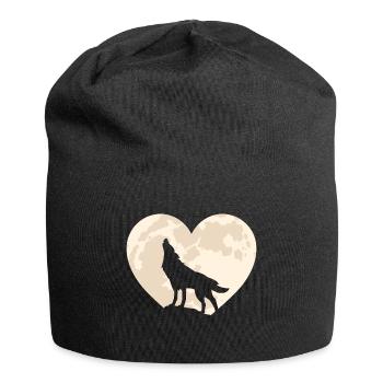 Loup Loups Lune Coeur Amour Nature - Bonnet en jersey - noir - Devant