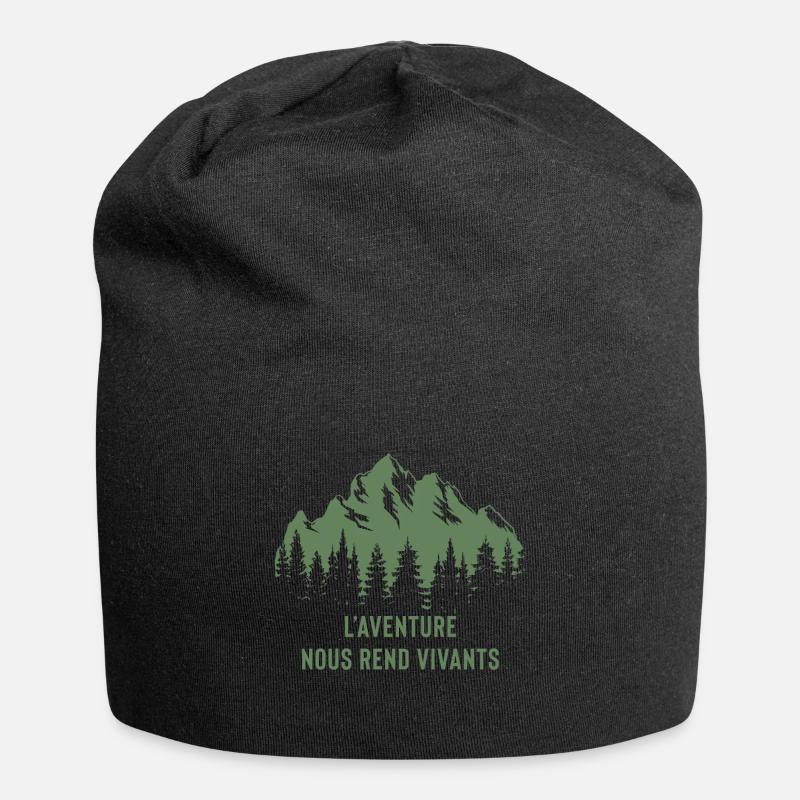 L'aventure nous rend vivants - Vert - Bonnet en jersey - noir