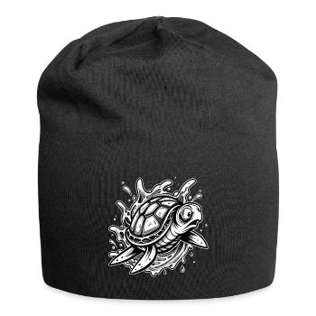 Tortue effrayée - Bonnet en jersey - noir - Devant