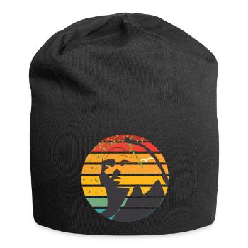 Hangover – Retro Mountaineer Head Silhouette - Jersey Beanie - black - Front