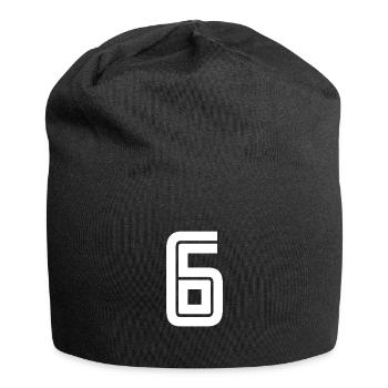 Trikotnummer 6 – Geschenk zum 6. Jubiläum - Jersey-Beanie - Schwarz - Vorne