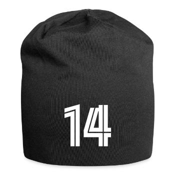 Trikotnummer 14 – Geschenk zum 14-jährigen Jubiläum - Jersey-Beanie - Schwarz - Vorne