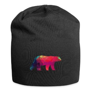 Polar bear colorful bear polygon antarctic ice animal - Jersey Beanie - black - Front