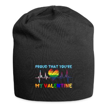 Valentine's Day Lgbt February 14 Gay Lesbian ECG - Jersey Beanie - black - Front