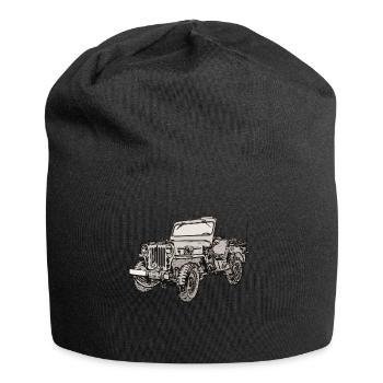 Willys Jeep Zeichnung - Jersey-Beanie - Schwarz - Vorne