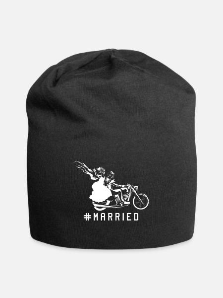 motorrad hochzeit paar - Jersey-Beanie - Schwarz