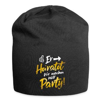er heiratet wir machen party - Jersey-Beanie - Schwarz - Vorne