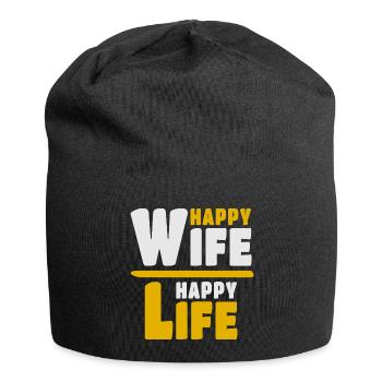 Happy Wife Happy Life - Jersey Beanie - black - Front