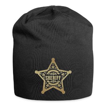 Sheriffstern, Sheriff, Stern, Karneval, Fasching - Jersey-Beanie - Schwarz - Vorne