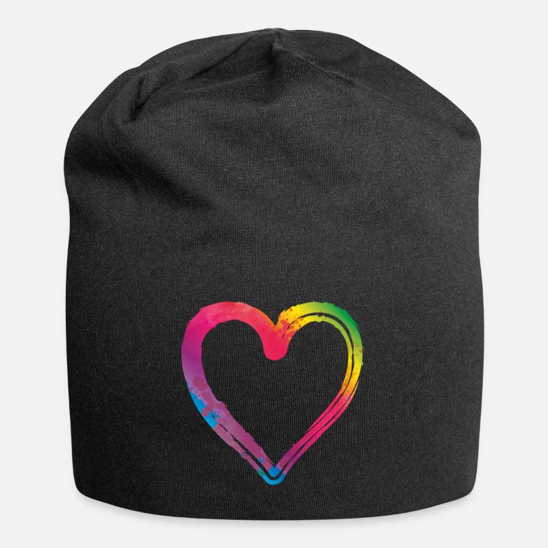 herz bunt - Jersey-Beanie - Schwarz