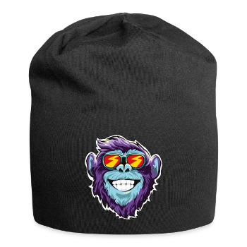 Monkey sunglasses head face - Jersey Beanie - black - Front