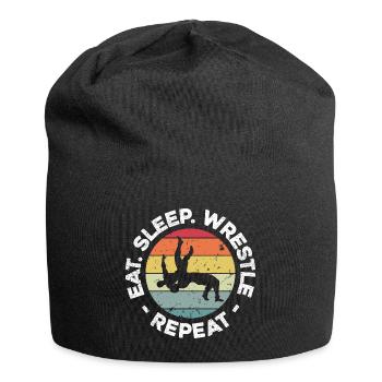 Eat Sleep Wrestle Repeat Kampfsport Geschenk Fight - Jersey-Beanie - Schwarz - Vorne