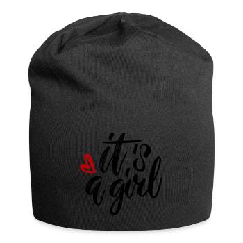 its Girl ist ein Mädchen Schwangerschaft Pregnant - Jersey-Beanie - Schwarz - Vorne