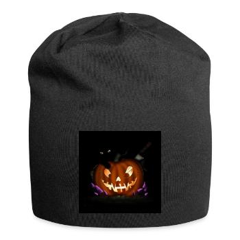 Carved Halloween Pumpkin - Jersey Beanie - black - Front
