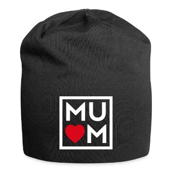 Mum Heart Square - Jersey Beanie - black - Front