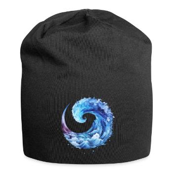 Vague bleue, eau, surf, mer, été, vagues - Bonnet en jersey - noir - Devant