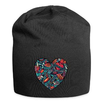 Herz - Jersey-Beanie - Schwarz - Vorne