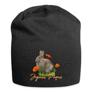 Joyeuses Paques Frohe Ostern - Jersey-Beanie - Schwarz - Vorne